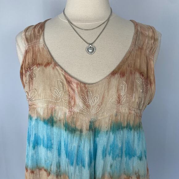 Boho Mini Dress One Size Trapeze Swing Tie Dye Festival Fairy Grunge Lagenlook - Picture 2 of 14